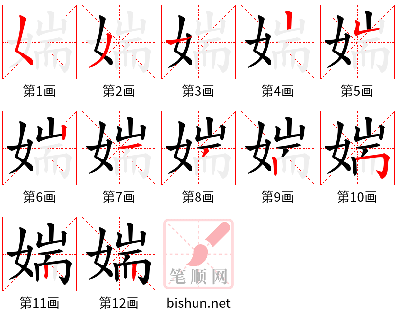 媏 笔顺规范