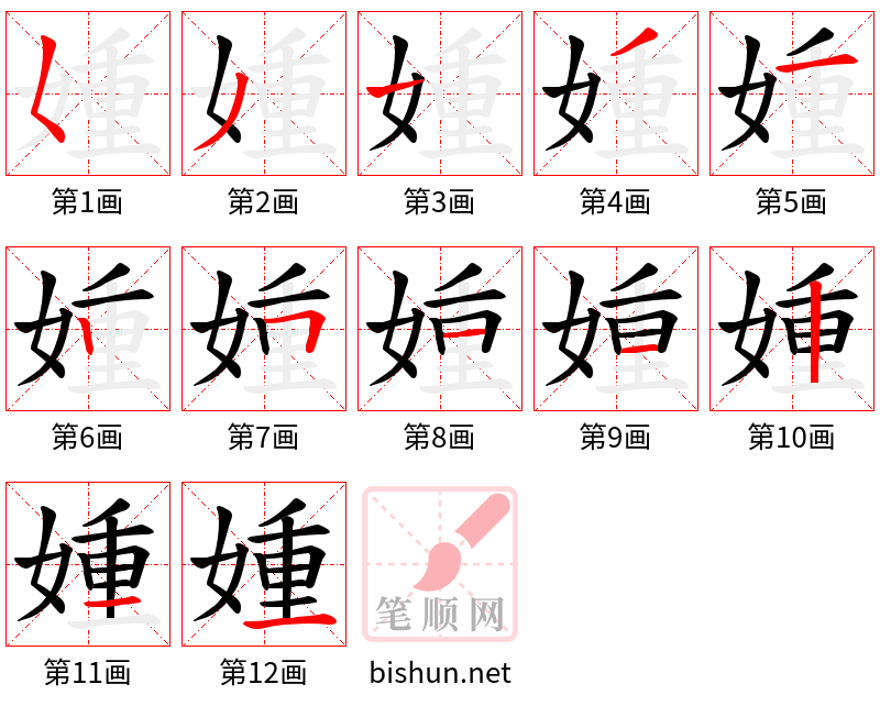 媑 笔顺规范