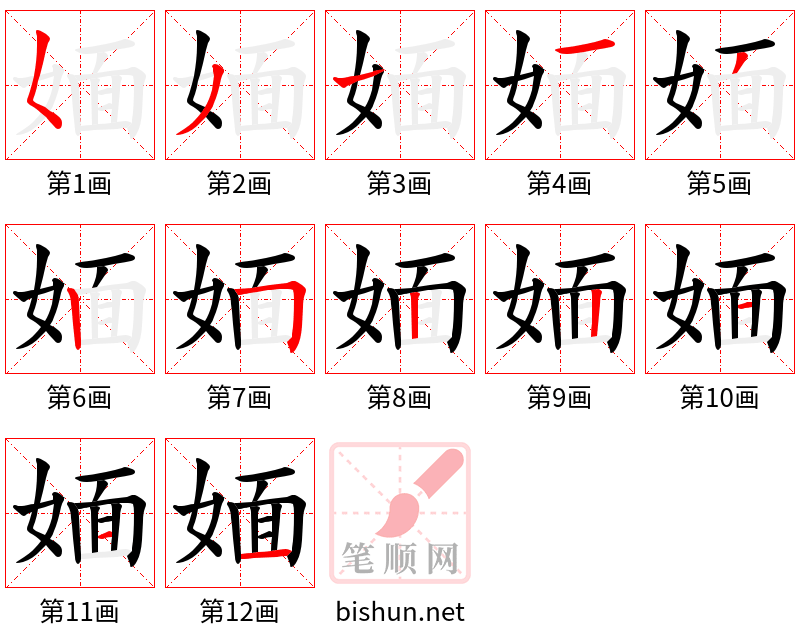 媔 笔顺规范