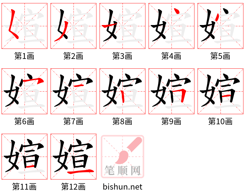 媗 笔顺规范