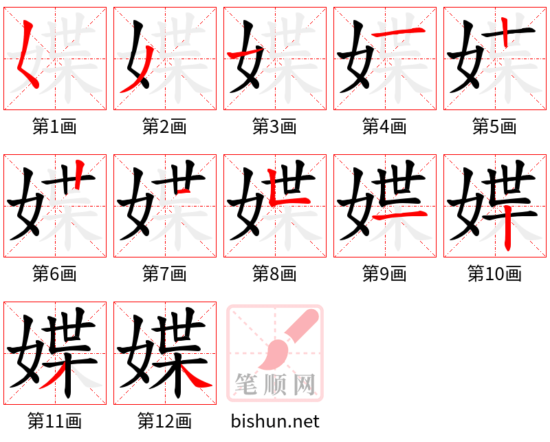 媟 笔顺规范