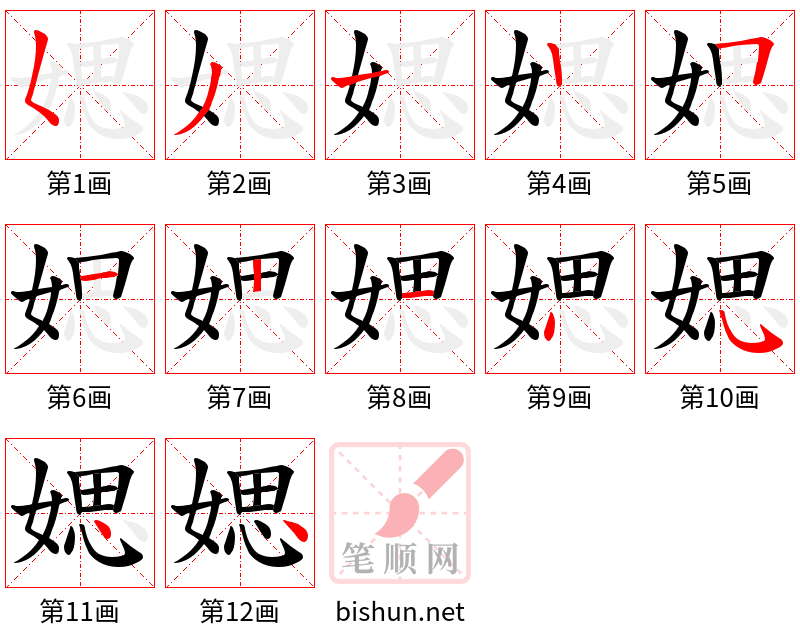 媤 笔顺规范