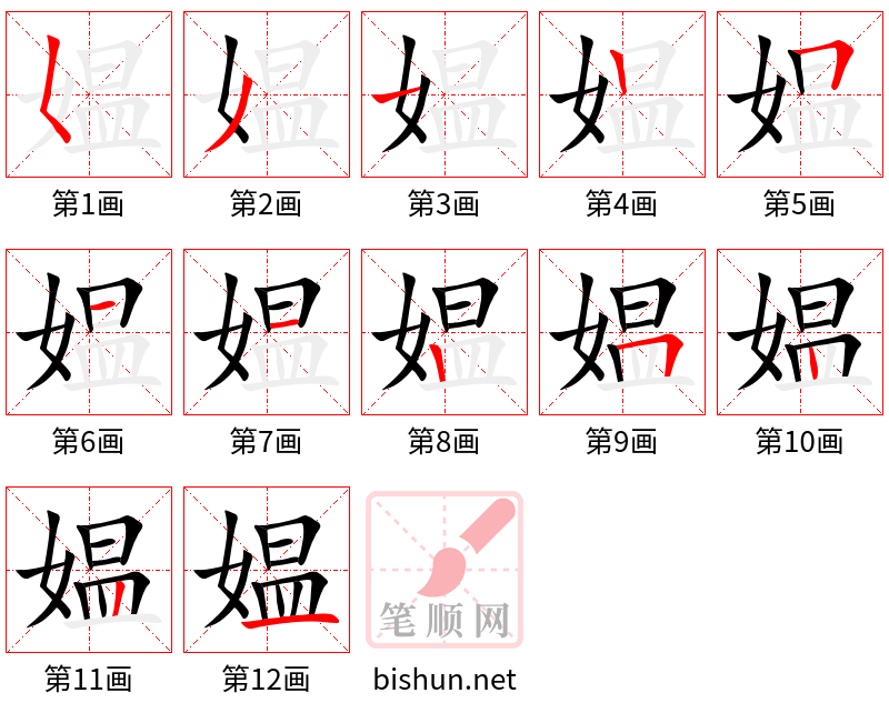 媪 笔顺规范