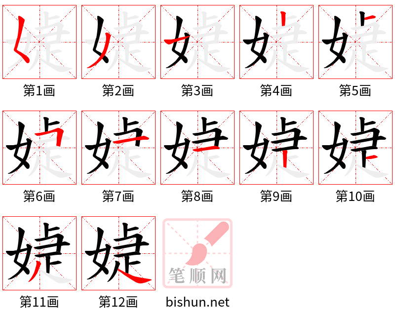 媫 笔顺规范