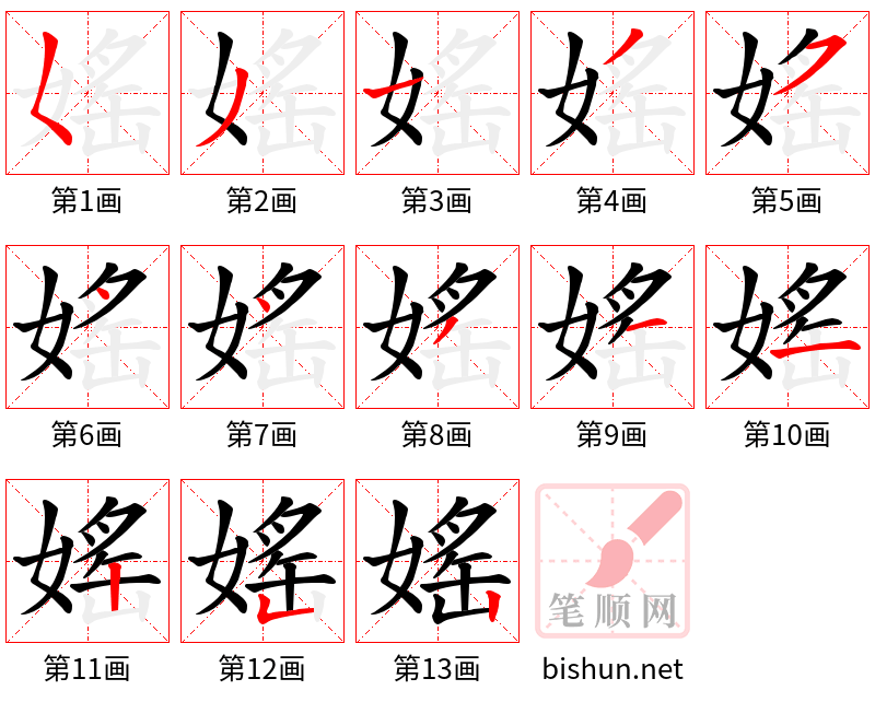 媱 笔顺规范