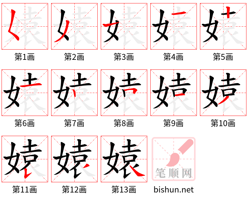 媴 笔顺规范