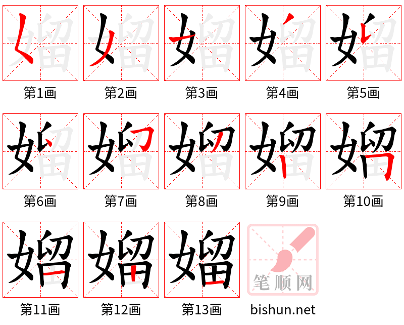 媹 笔顺规范