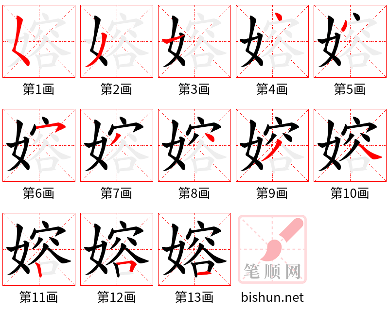 嫆 笔顺规范