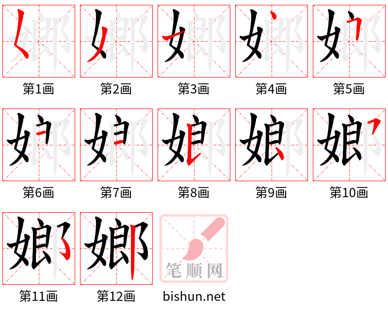 嫏 笔顺规范