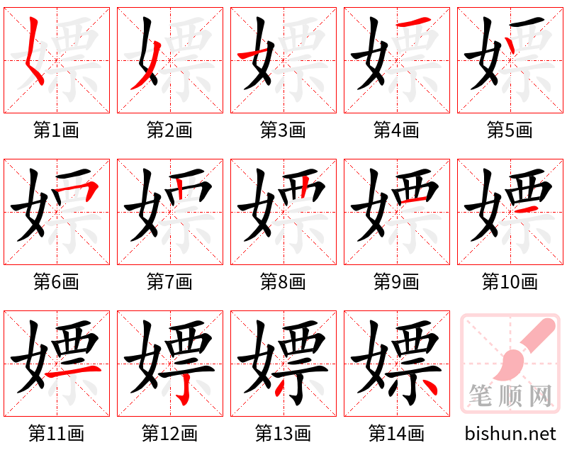 嫖 笔顺规范