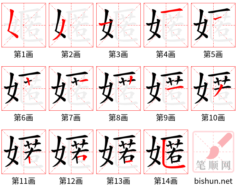 嫟 笔顺规范