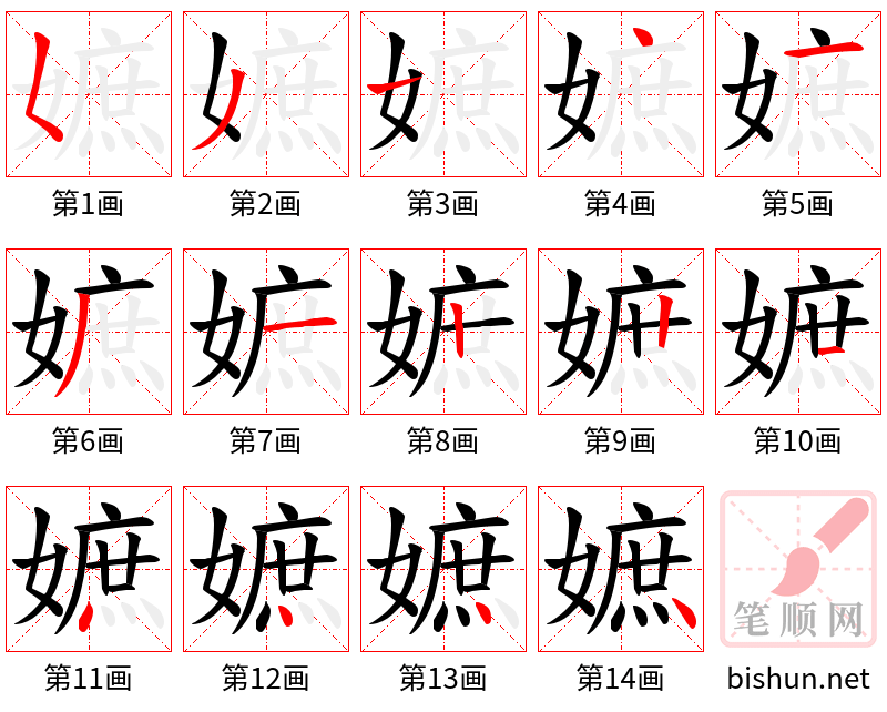 嫬 笔顺规范