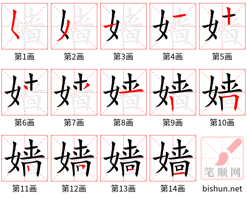 嫱 笔顺规范