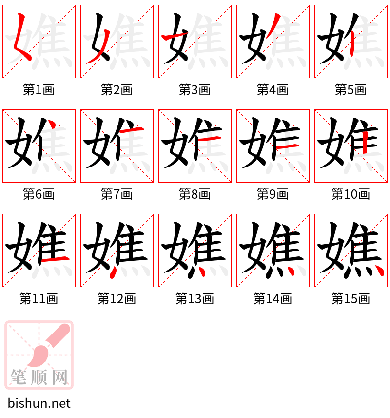 嫶 笔顺规范