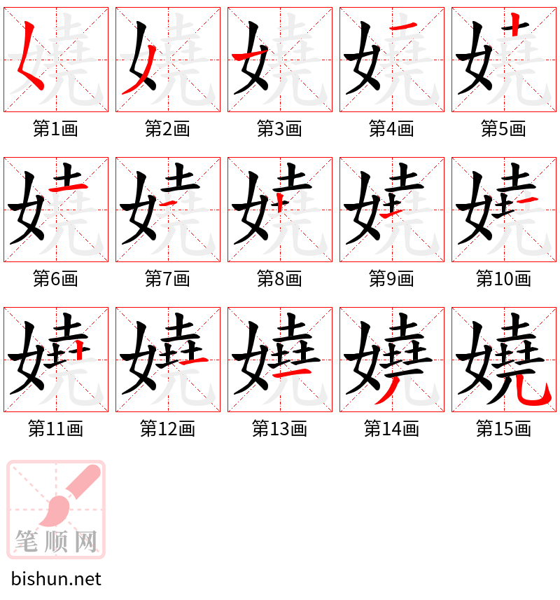 嬈 笔顺规范