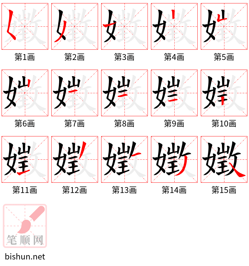 嬍 笔顺规范