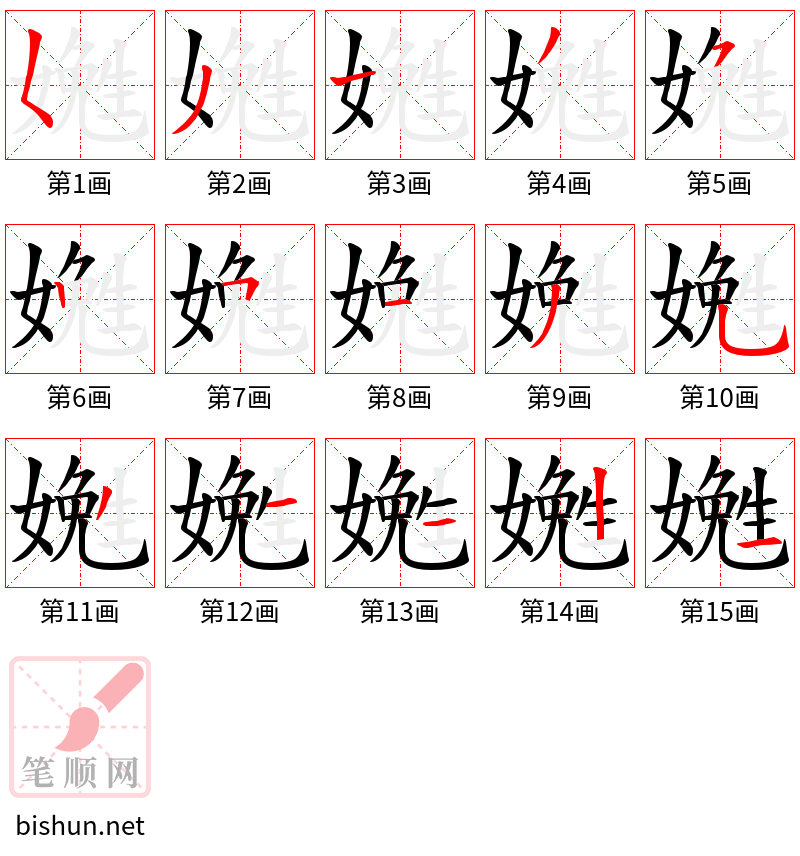 嬎 笔顺规范