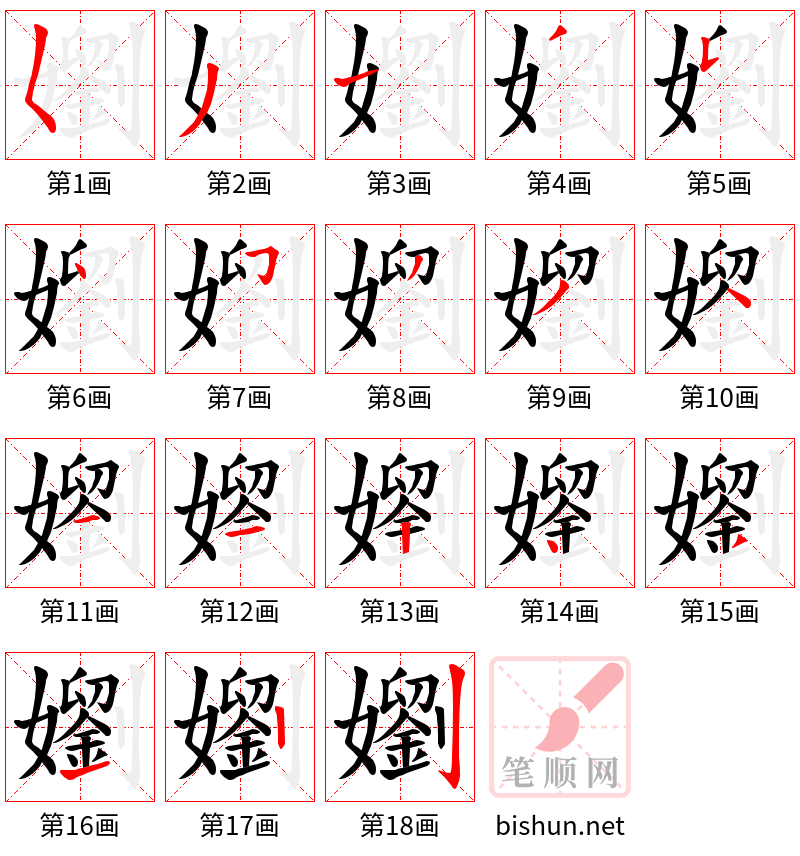 嬼 笔顺规范