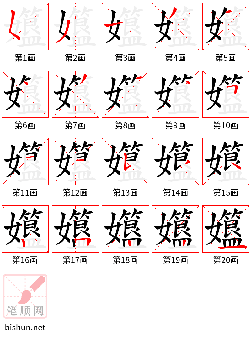 孂 笔顺规范