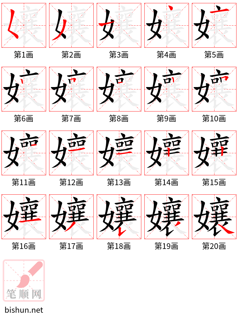 孃 笔顺规范