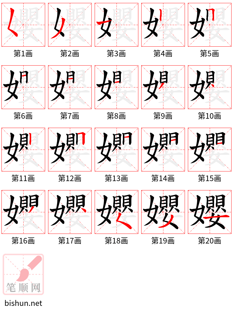 孆 笔顺规范