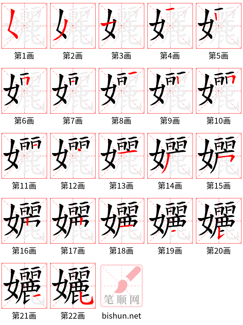 孋 笔顺规范