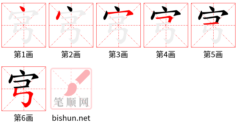 宆 笔顺规范