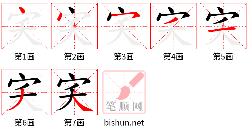 宎 笔顺规范