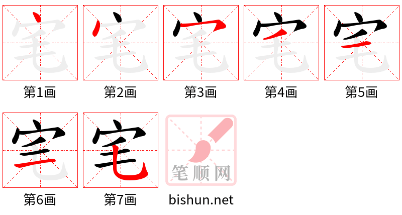 宒 笔顺规范