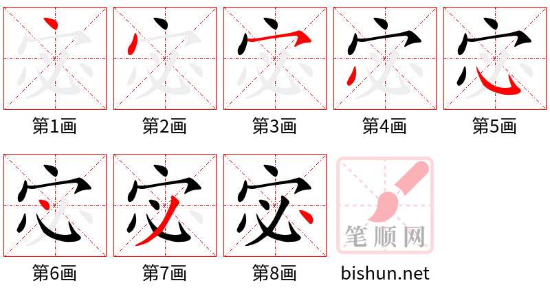 宓 笔顺规范