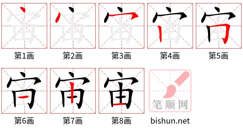 宙 笔顺规范