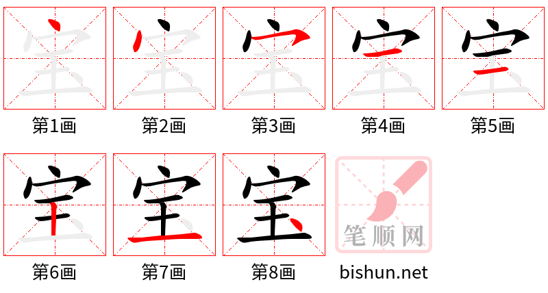 宝 笔顺规范