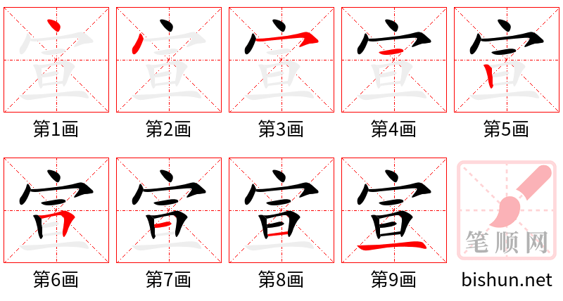 宣 笔顺规范