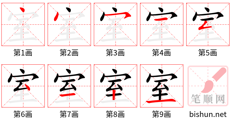 室 笔顺规范