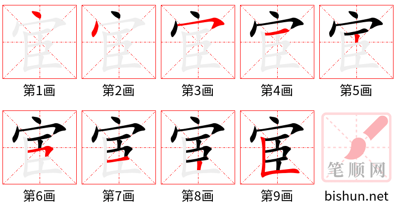 宦 笔顺规范