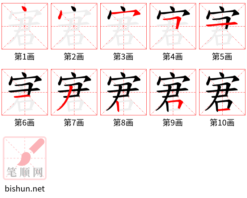 宭 笔顺规范