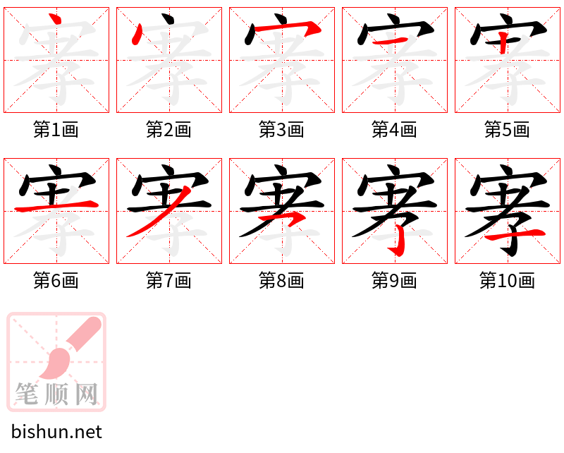 宯 笔顺规范