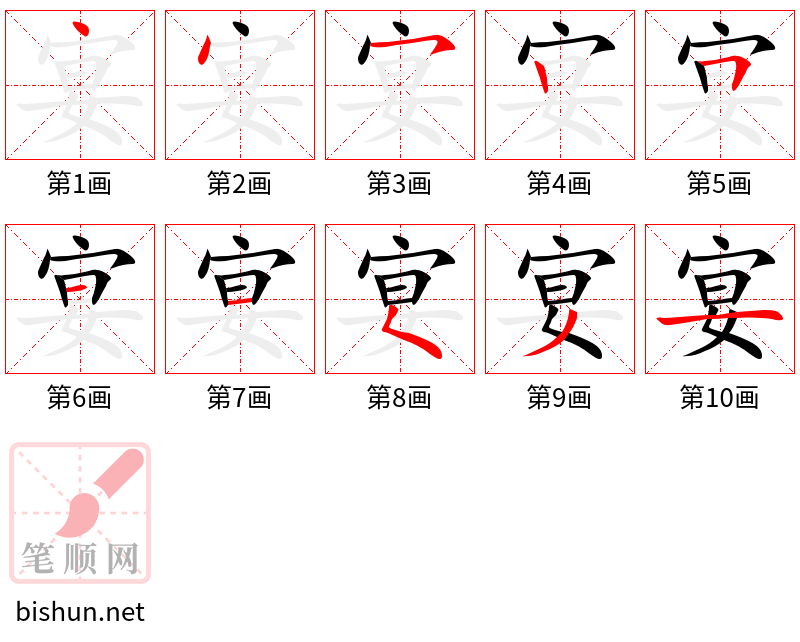 宴 笔顺规范