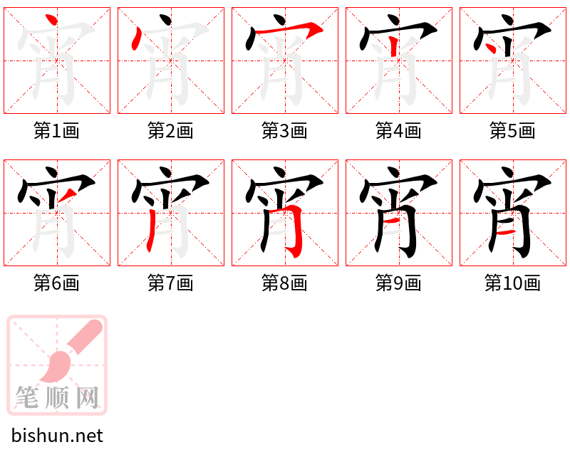 宵 笔顺规范