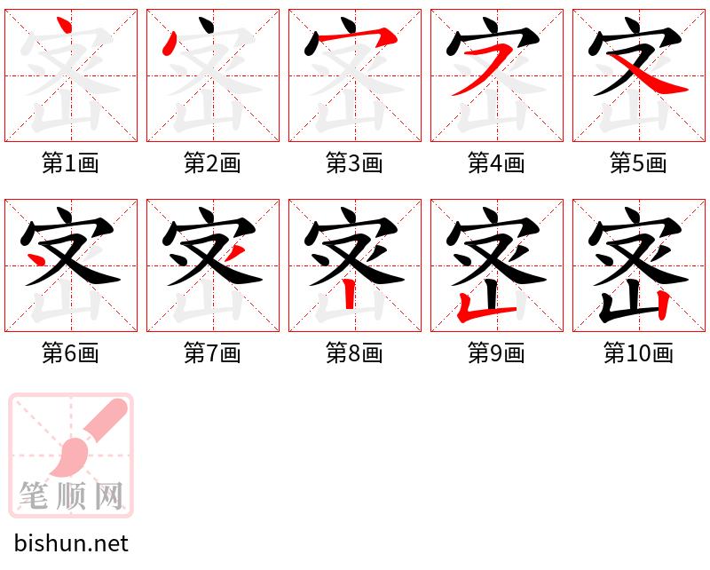 宻 笔顺规范