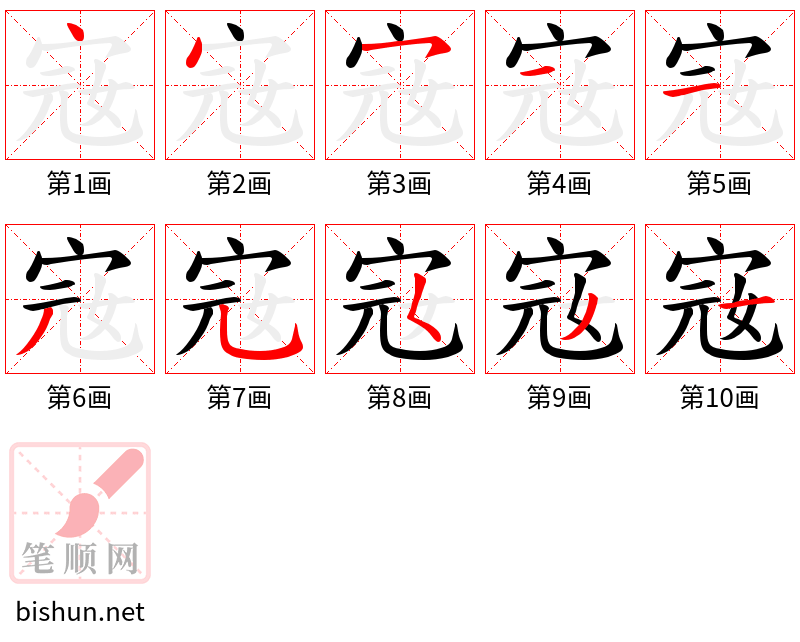 宼 笔顺规范