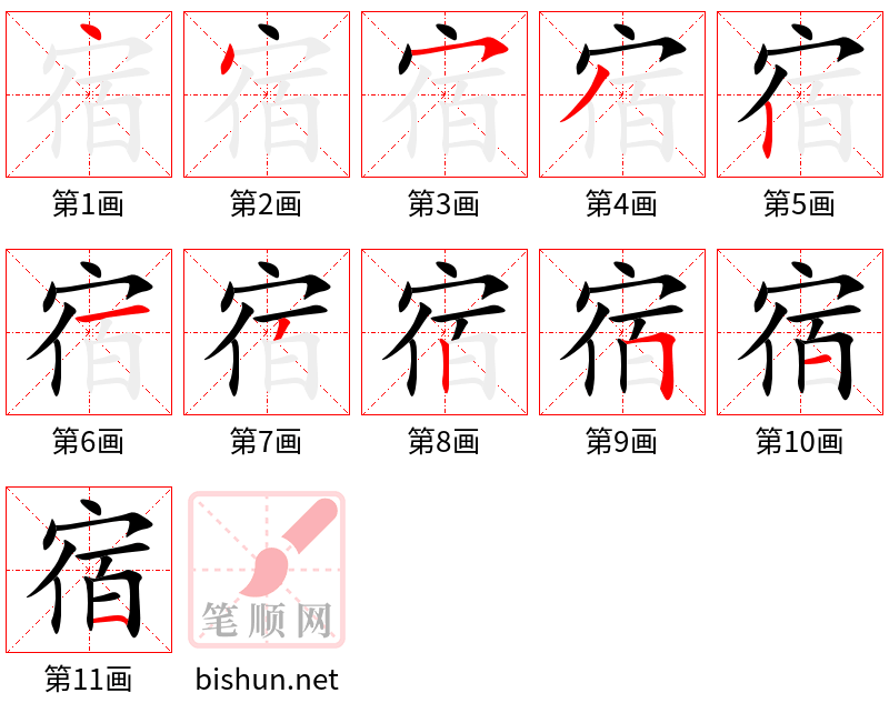 宿 笔顺规范