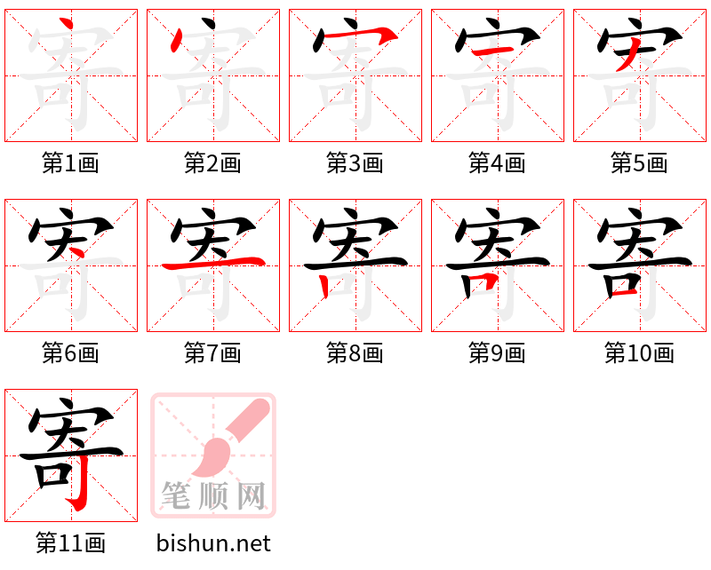 寄 笔顺规范