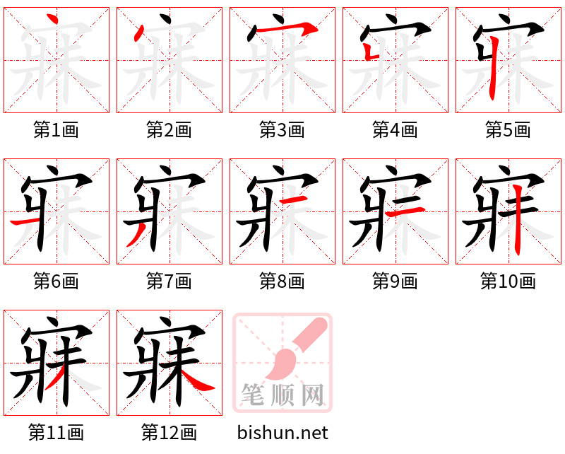 寐 笔顺规范