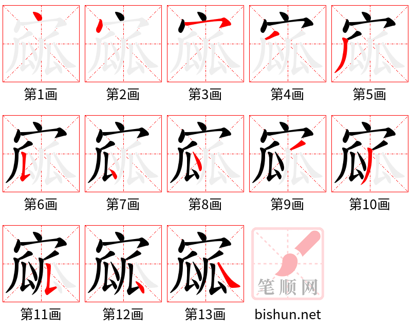 寙 笔顺规范