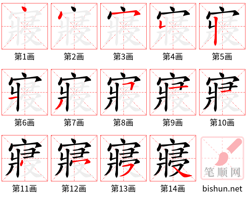 寢 笔顺规范