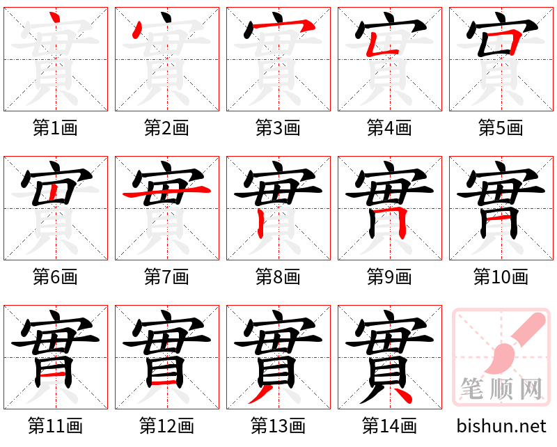 實 笔顺规范