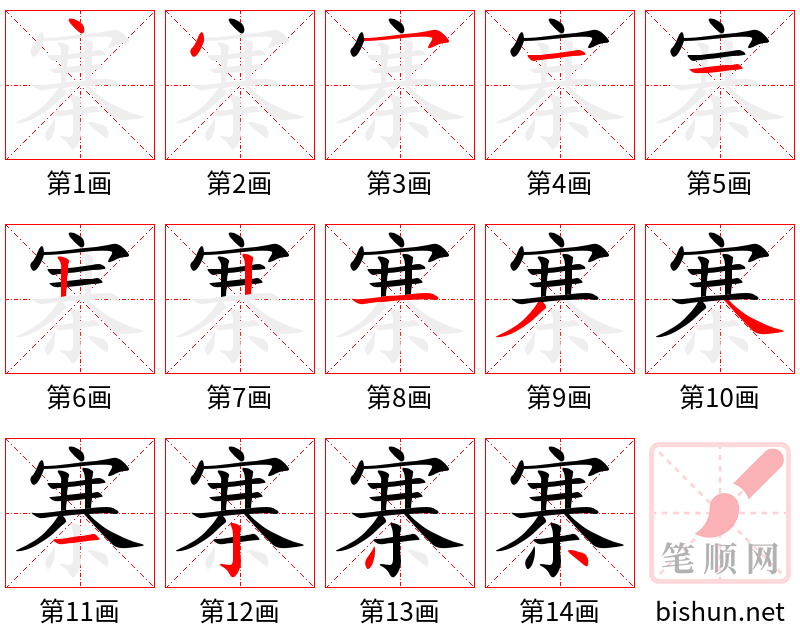 寨 笔顺规范