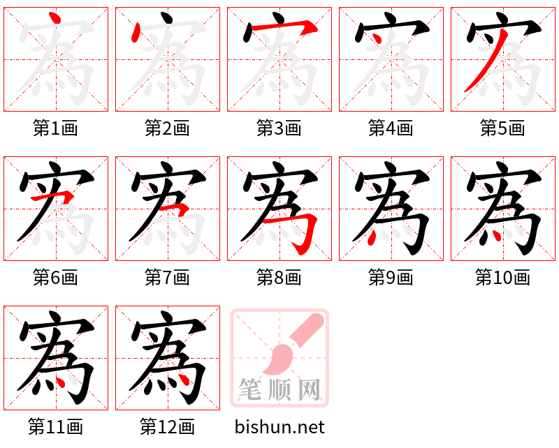 寪 笔顺规范