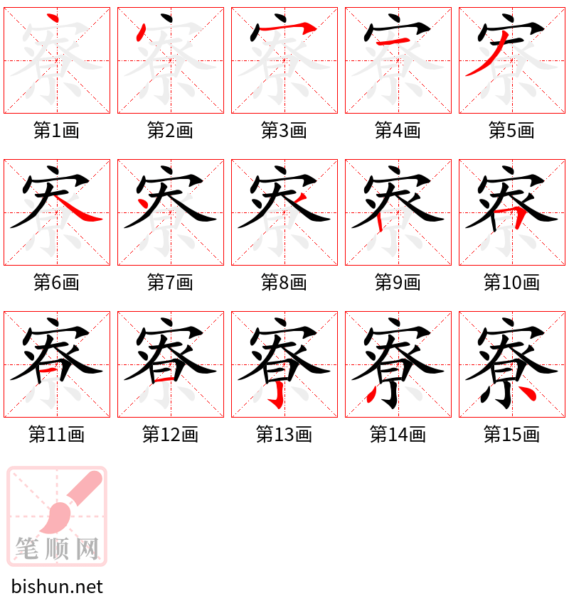 寮 笔顺规范